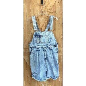 Kansas Madison Denim Shortalls XL Acid Wash 90s Vintage Short Overalls Y2K
